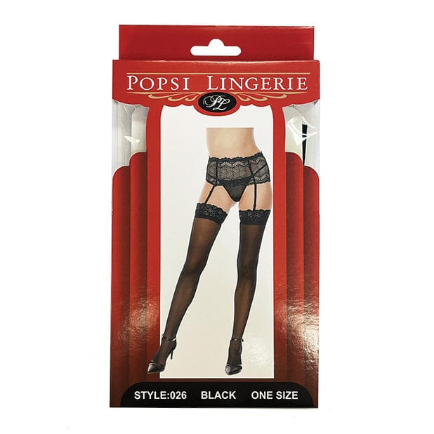 Popsi Lingerie - Silicone Lace Top Thigh High Stockings O/S (Black) -  Stockings  Durio.sg