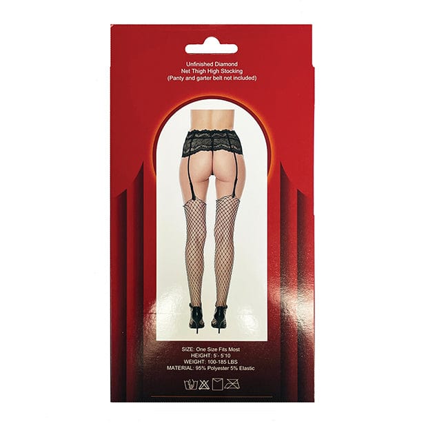 Popsi Lingerie - Unfinished Diamond Net Thigh High Stockings O/S (Black) -  Stockings  Durio.sg