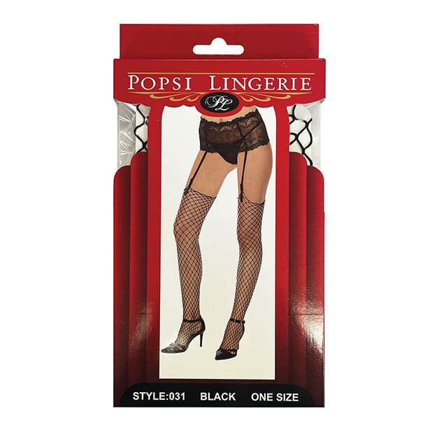 Popsi Lingerie - Unfinished Diamond Net Thigh High Stockings O/S (Black) -  Stockings  Durio.sg