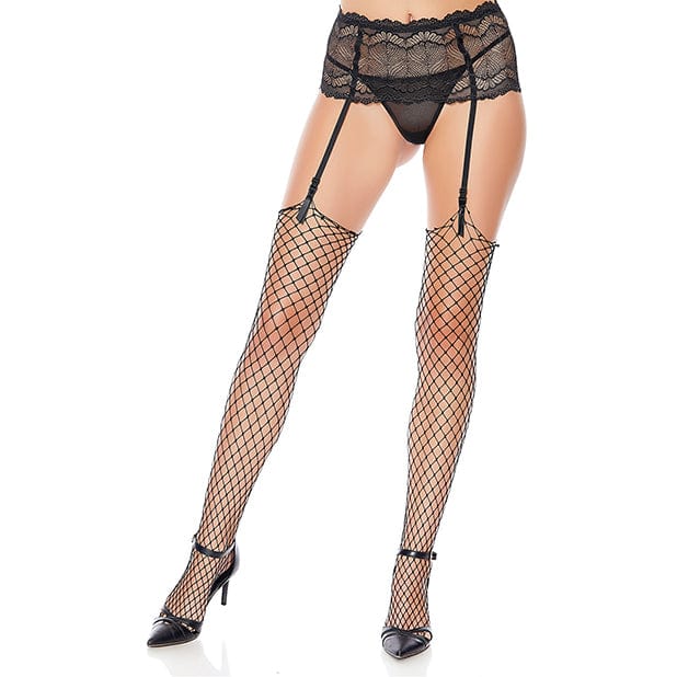 Popsi Lingerie - Unfinished Diamond Net Thigh High Stockings O/S (Black) -  Stockings  Durio.sg