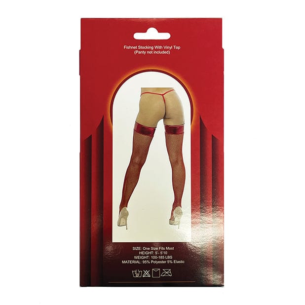 Popsi Lingerie - Vinyl Top Fishnet Stockings O/S (Red) -  Stockings  Durio.sg