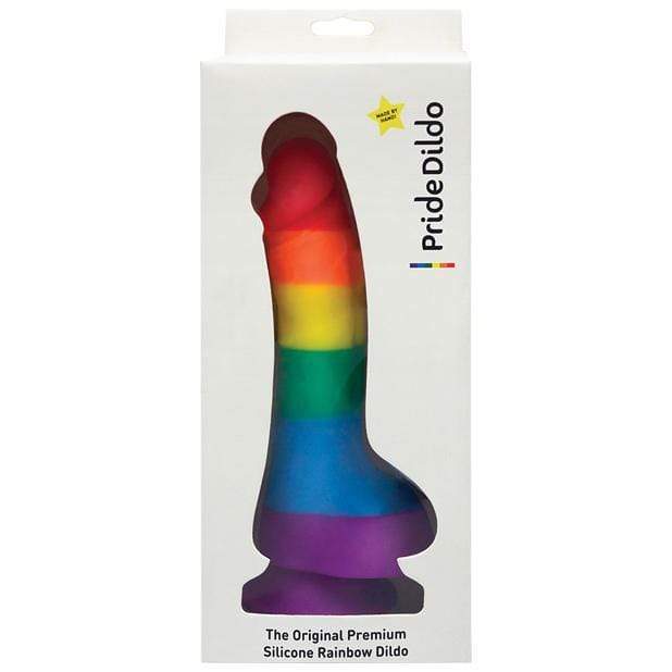 Pride Dildo - Original Premium Silicone Dildo with Balls 8" (Multi Colour) -  Realistic Dildo with suction cup (Non Vibration)  Durio.sg