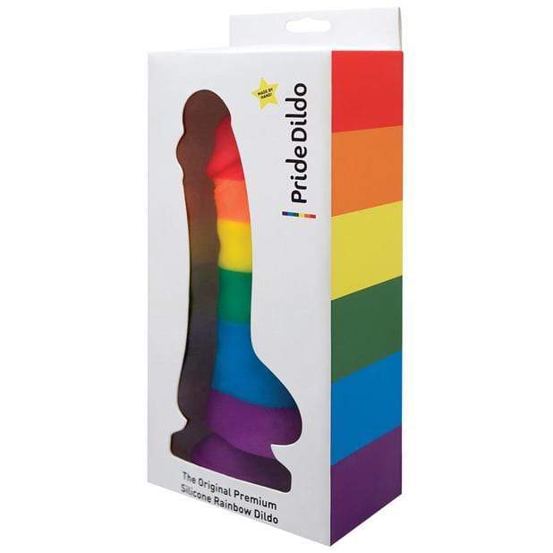 Pride Dildo - Original Premium Silicone Dildo with Balls 8" (Multi Colour) -  Realistic Dildo with suction cup (Non Vibration)  Durio.sg