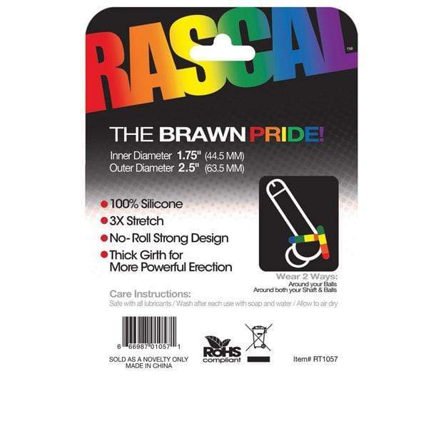 Rascal - The Brawn Pride Silicone Cock Ring (Multi Colour) -  Silicone Cock Ring (Non Vibration)  Durio.sg