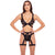 Rene Rofe - 3Pc Straps And Garters Bra Lingerie Set M/L (Black) -  Lingerie Set  Durio.sg