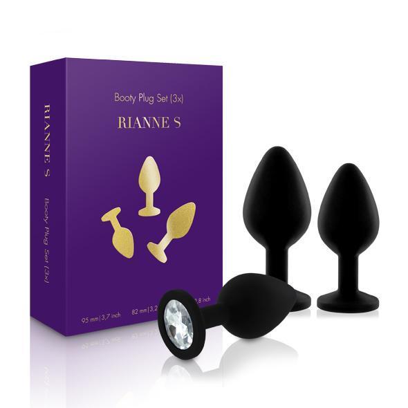 Rianne S - Booty Plug Set (3x) (Black) -  Anal Kit (Non Vibration)  Durio.sg