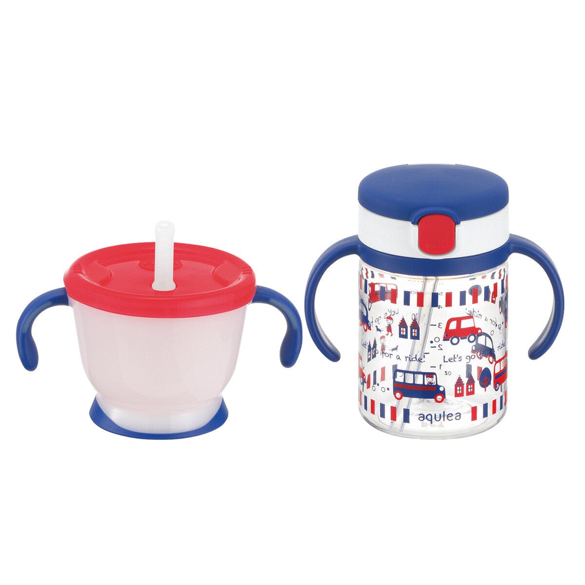 Richell - Aqulea Baby Step Up Straw Training Cup and Water Bottle Mug Set - Navy Blue Baby Water Bottle Set 4973655220207 Durio.sg