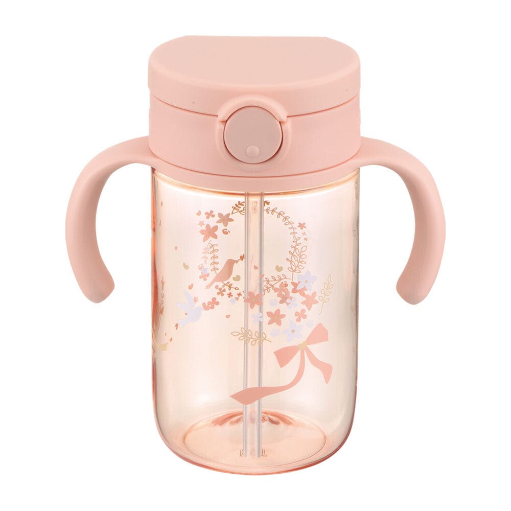 Richell - Axstars Baby Straw Cup Clear Tritan Training Water Bottle Mug - Pink Baby Water Bottle 4945680204460 Durio.sg