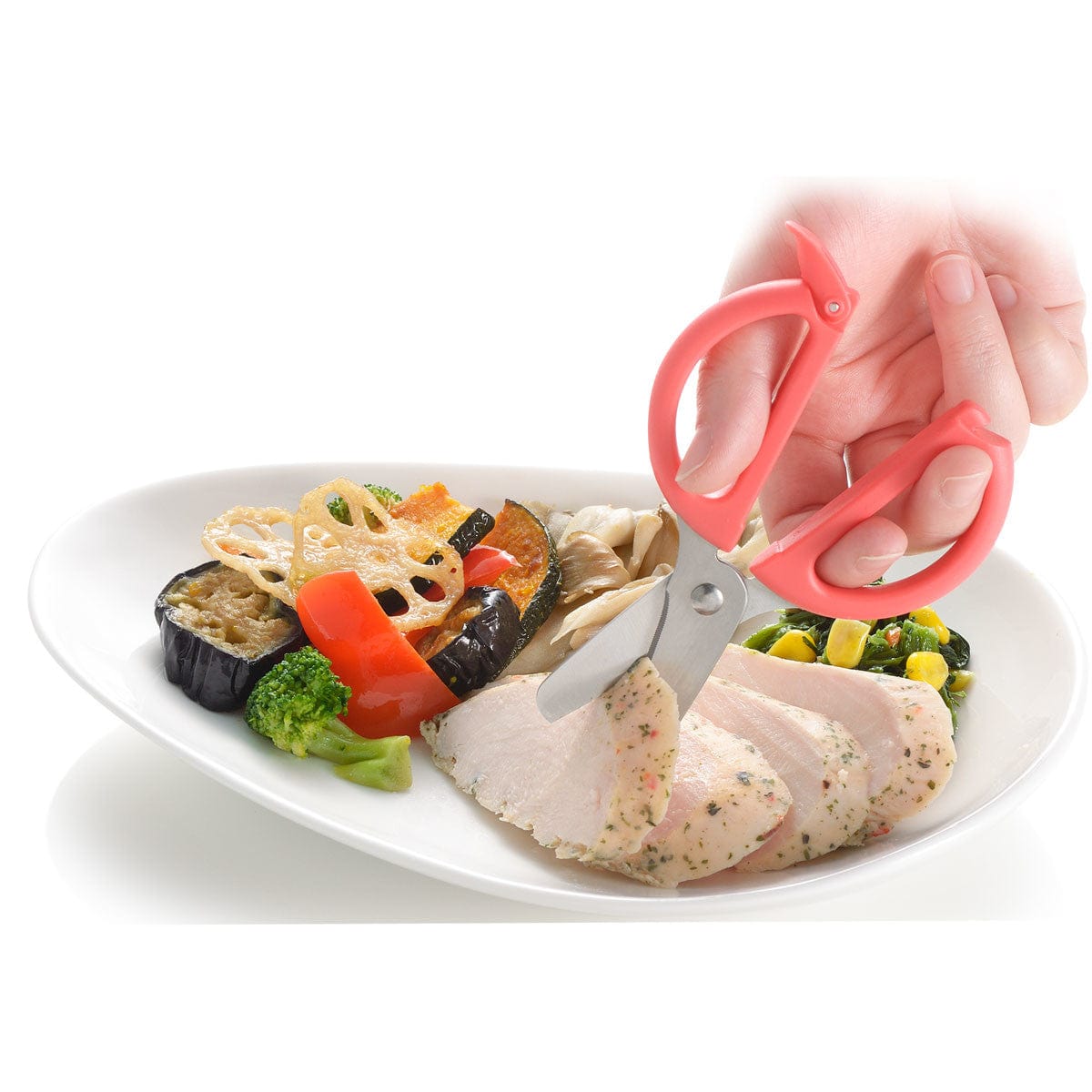 Richell - Odekake Lunch Kun Scissors for Baby Food with Storage Case -  Baby Food Scissors  Durio.sg