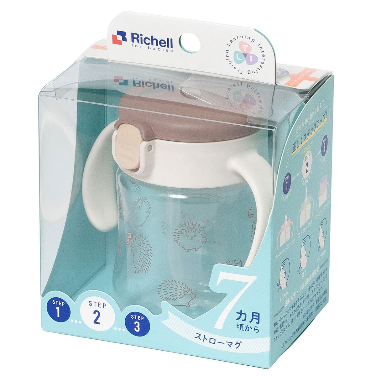 Richell - T.L.I Baby Stage 2 Try Straw Clear Training Water Bottle Mug -  Baby Water Bottle  Durio.sg