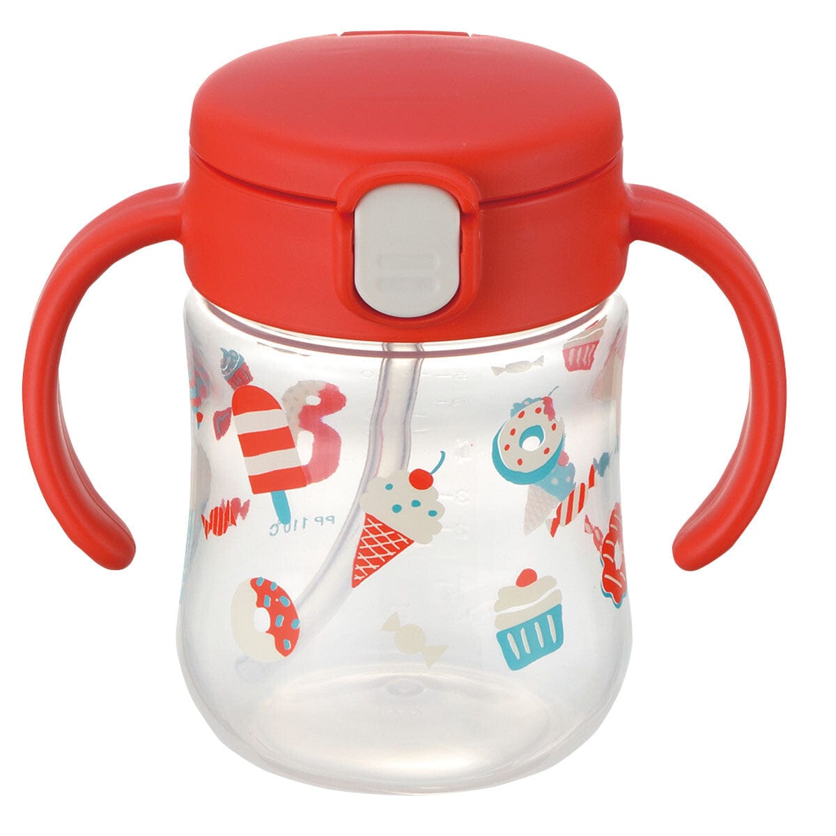 Richell - T.L.I Baby Stage 2 Try Straw Clear Training Water Bottle Mug - Red Baby Water Bottle 4945680203531 Durio.sg