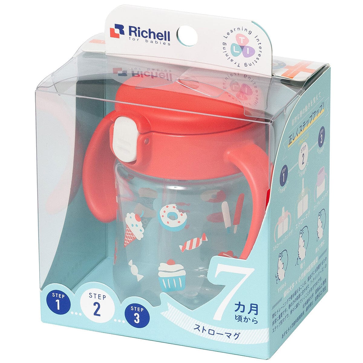 Richell - T.L.I Baby Stage 2 Try Straw Clear Training Water Bottle Mug -  Baby Water Bottle  Durio.sg