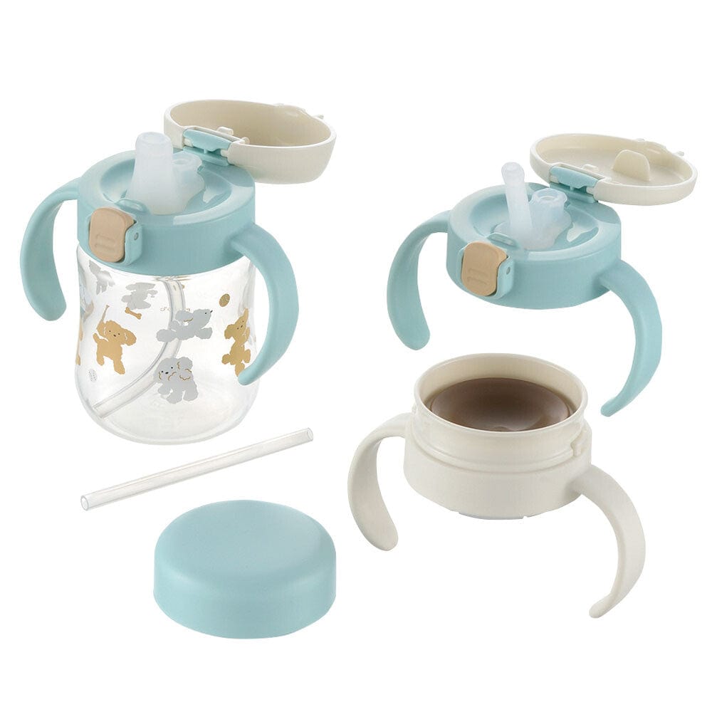 Richell - T.L.I Baby Step Up Clear Training Water Bottle Mug Set - Light Blue Baby Water Bottle Set 4945680203616 Durio.sg