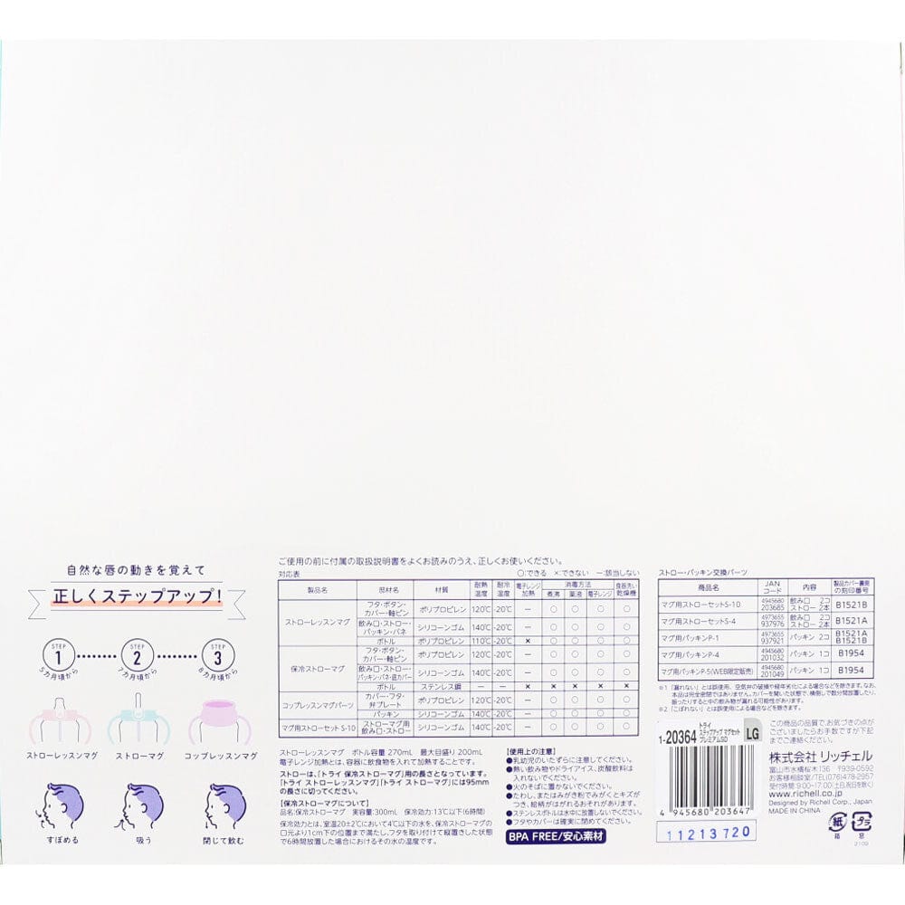 Richell - T.L.I Baby Step Up Clear and Stainless Steel Training Water Bottle Mug Set -  Baby Water Bottle Set  Durio.sg