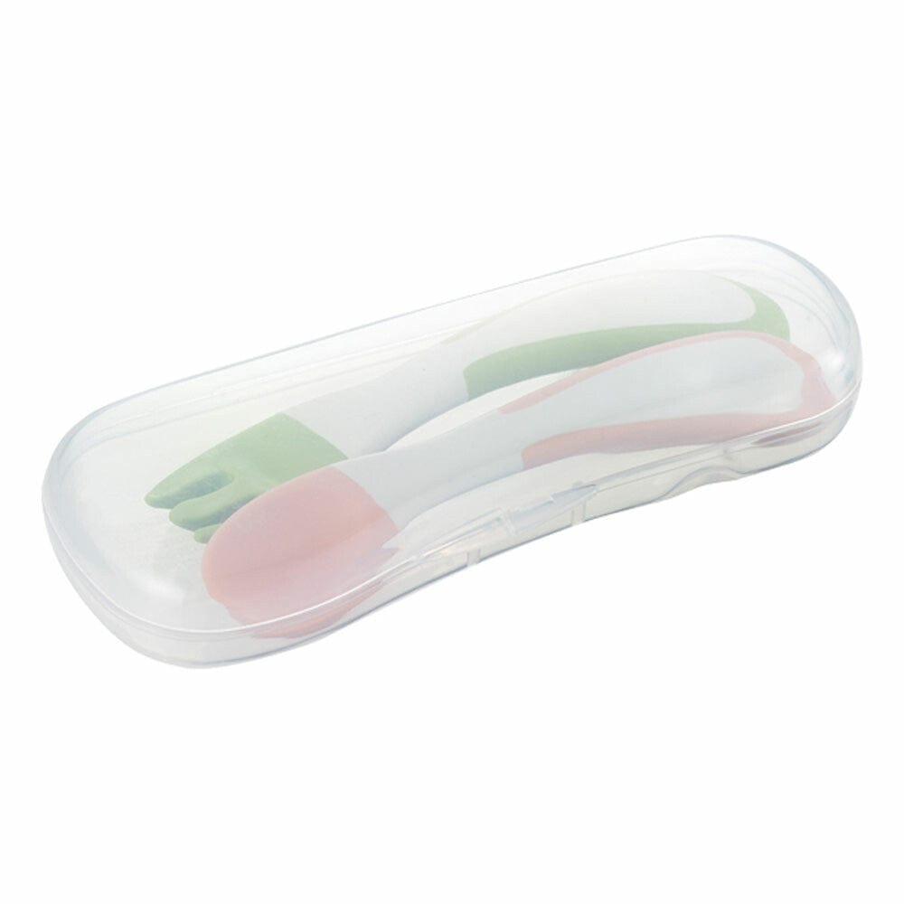 Richell - T.L.I Stage 2 Soft Easy Grip Baby Self Feeding Spoon and Fork Set - 7m+ Baby Spoon and Fork 4973655215517 Durio.sg