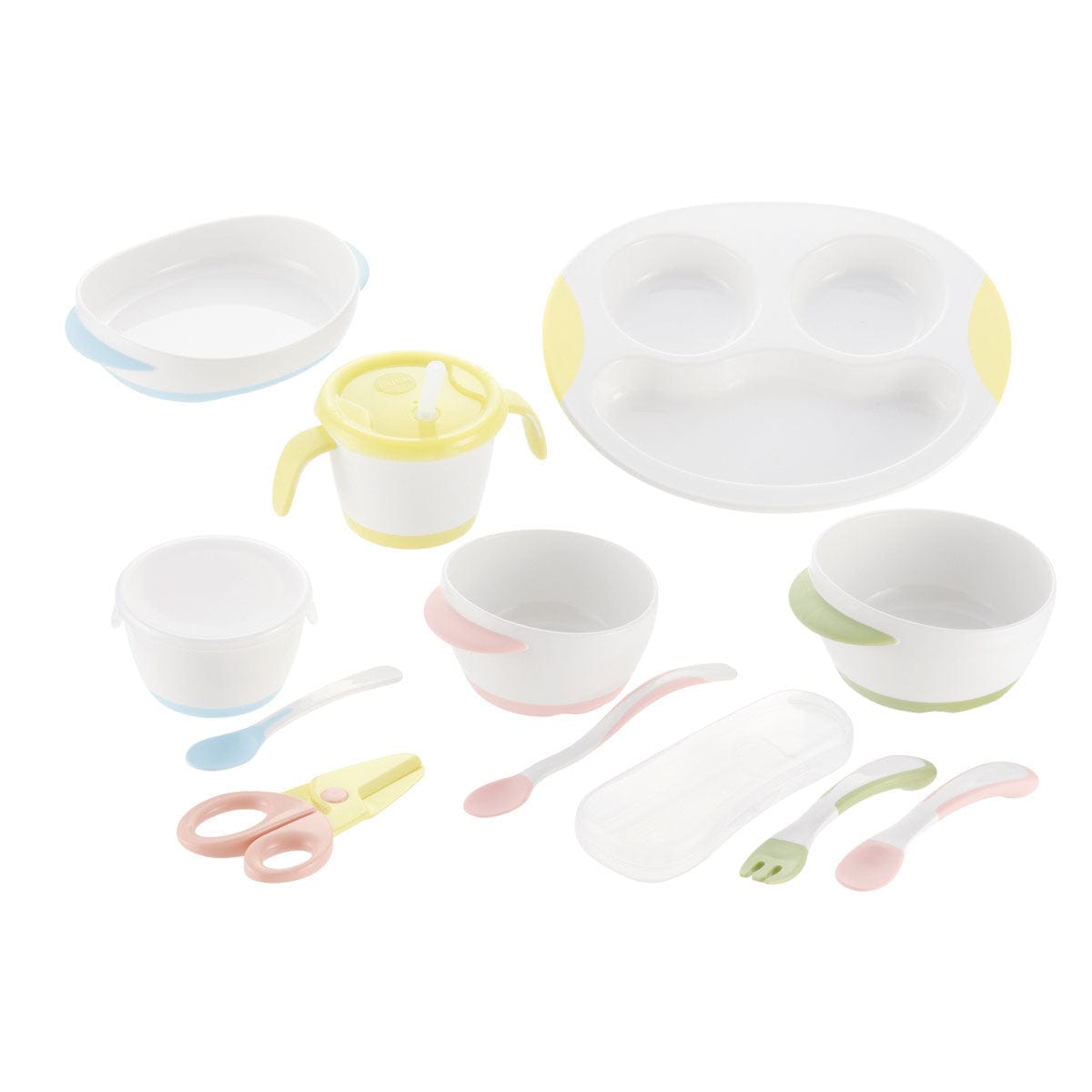 Richell - T.L.I Step Up Stage 1-3 Baby Tableware Meal Set -  Baby Utensils Set  Durio.sg