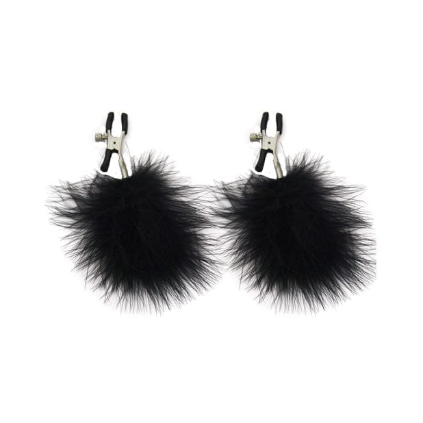 S&amp;M - Sex and Mischief Feathered Nipple Clamps BDSM (Black) -  Nipple Clamps (Non Vibration)  Durio.sg