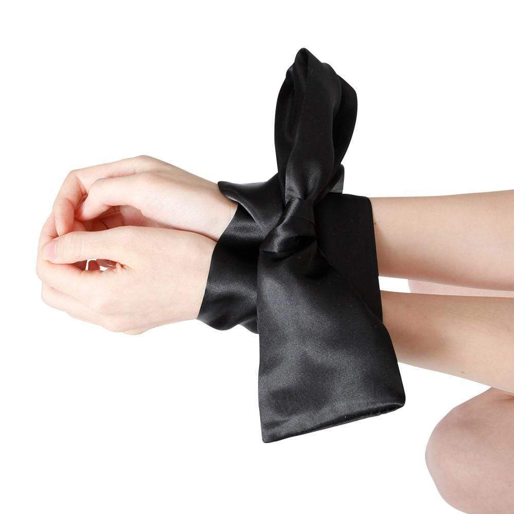 SM VIP - Blindfold and Restraints Set of 3 Ribbons (Black) -  Mask (Blind)  Durio.sg