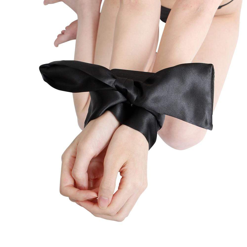 SM VIP - Blindfold and Restraints Set of 3 Ribbons (Black) -  Mask (Blind)  Durio.sg