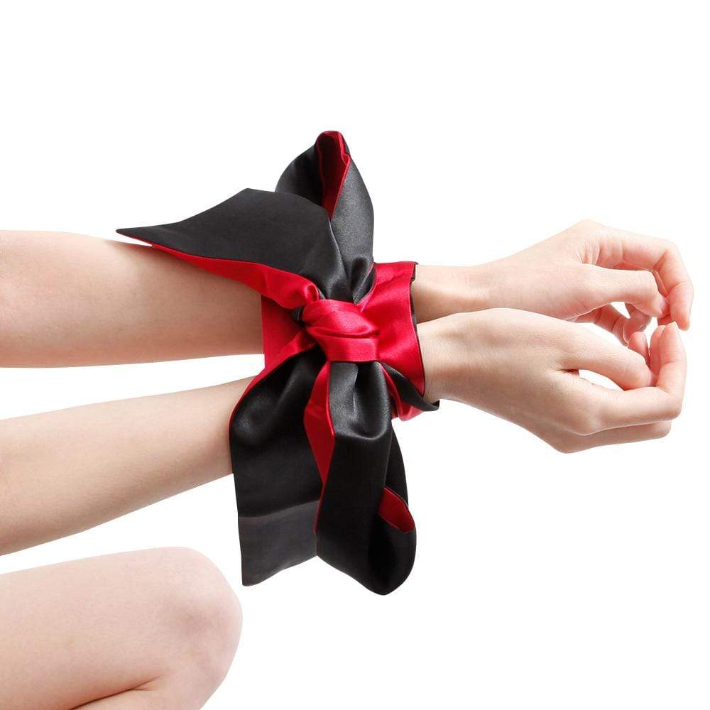 SM VIP - Blindfold and Restraints Set of 3 Ribbons (Red) -  Mask (Blind)  Durio.sg