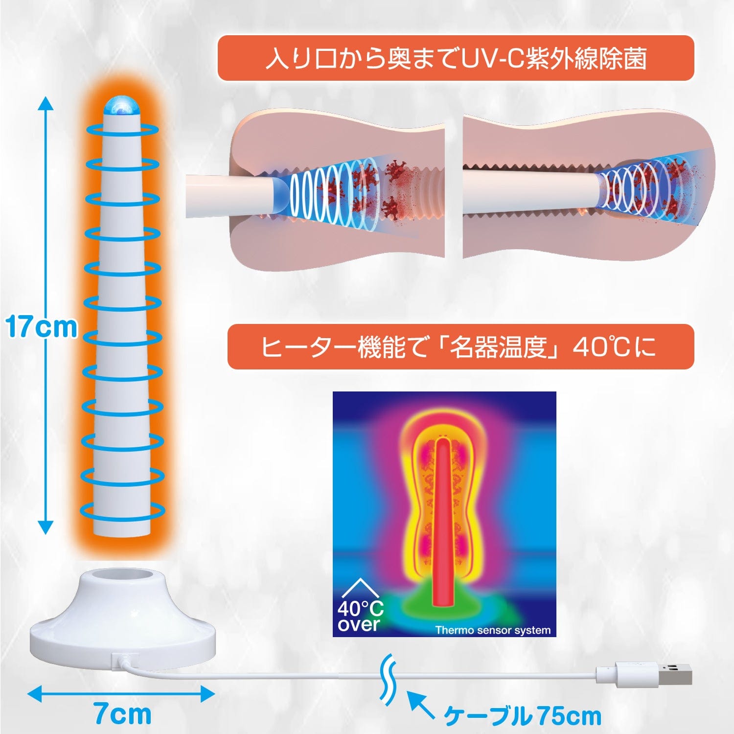 SSI Japan - UVC Masturbator USB Rechargeable Onahole Warmer with Stand -  Warmer  Durio.sg