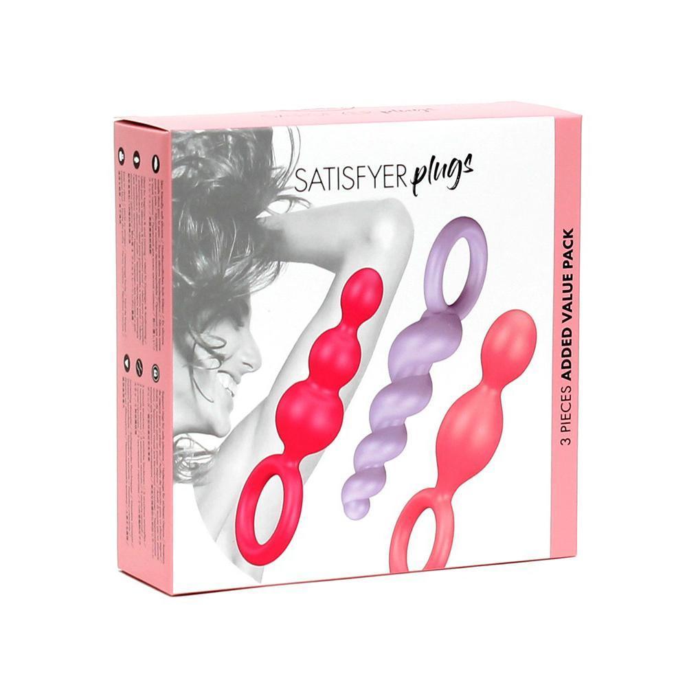 Satisfyer - 3 Pieces Anal Plugs (Multi Colour) -  Anal Beads (Non Vibration)  Durio.sg