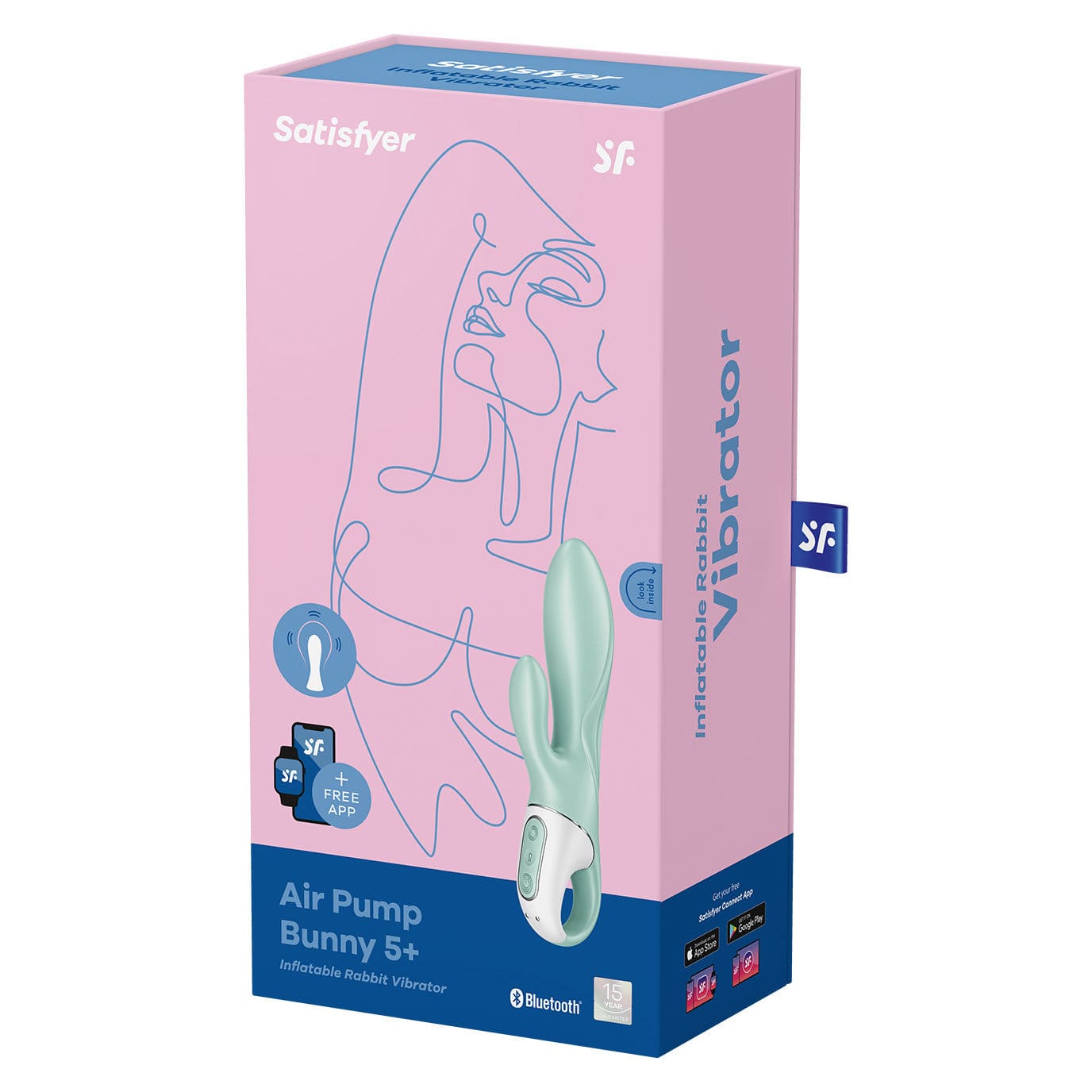 Satisfyer - Air Pump App-Controlled Air Pump Bunny 5 Rabbit Vibrator (Turquoise) -  Rabbit Dildo (Vibration) Rechargeable  Durio.sg