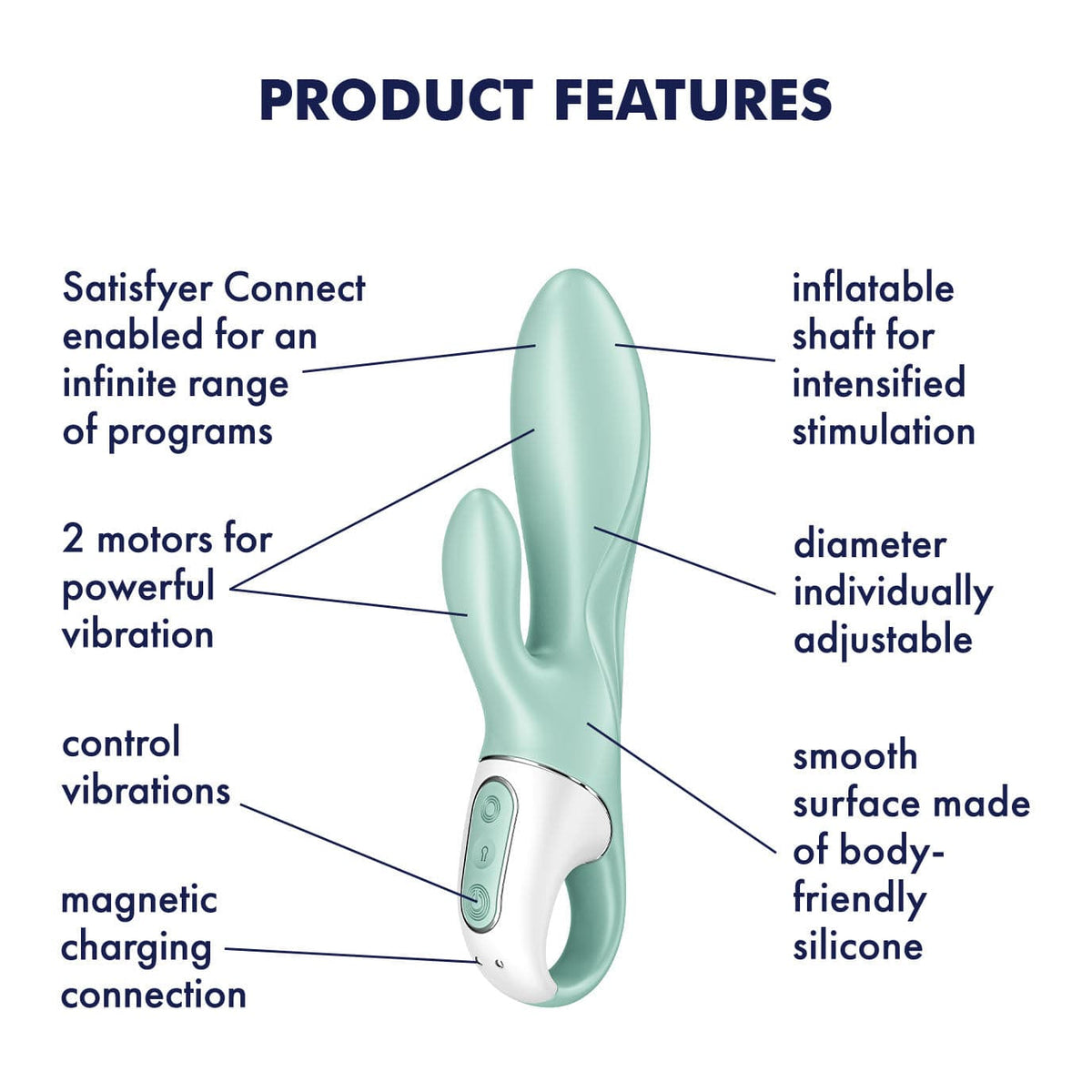 Satisfyer - Air Pump App-Controlled Air Pump Bunny 5 Rabbit Vibrator (Turquoise) -  Rabbit Dildo (Vibration) Rechargeable  Durio.sg