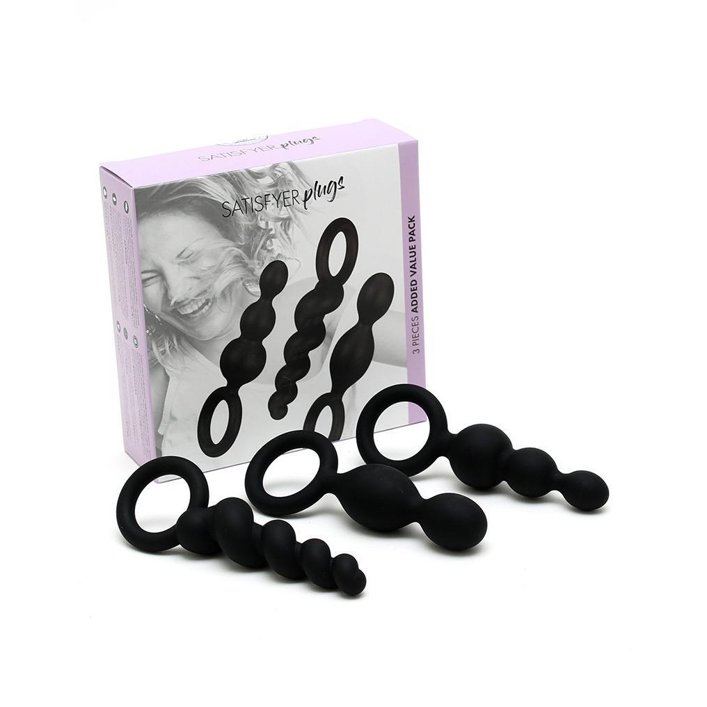 Satisfyer - Booty Call 3 Pieces Anal Plugs (Black) -  Anal Beads (Non Vibration)  Durio.sg