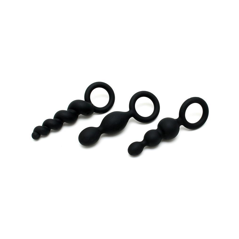 Satisfyer - Booty Call 3 Pieces Anal Plugs (Black) -  Anal Beads (Non Vibration)  Durio.sg