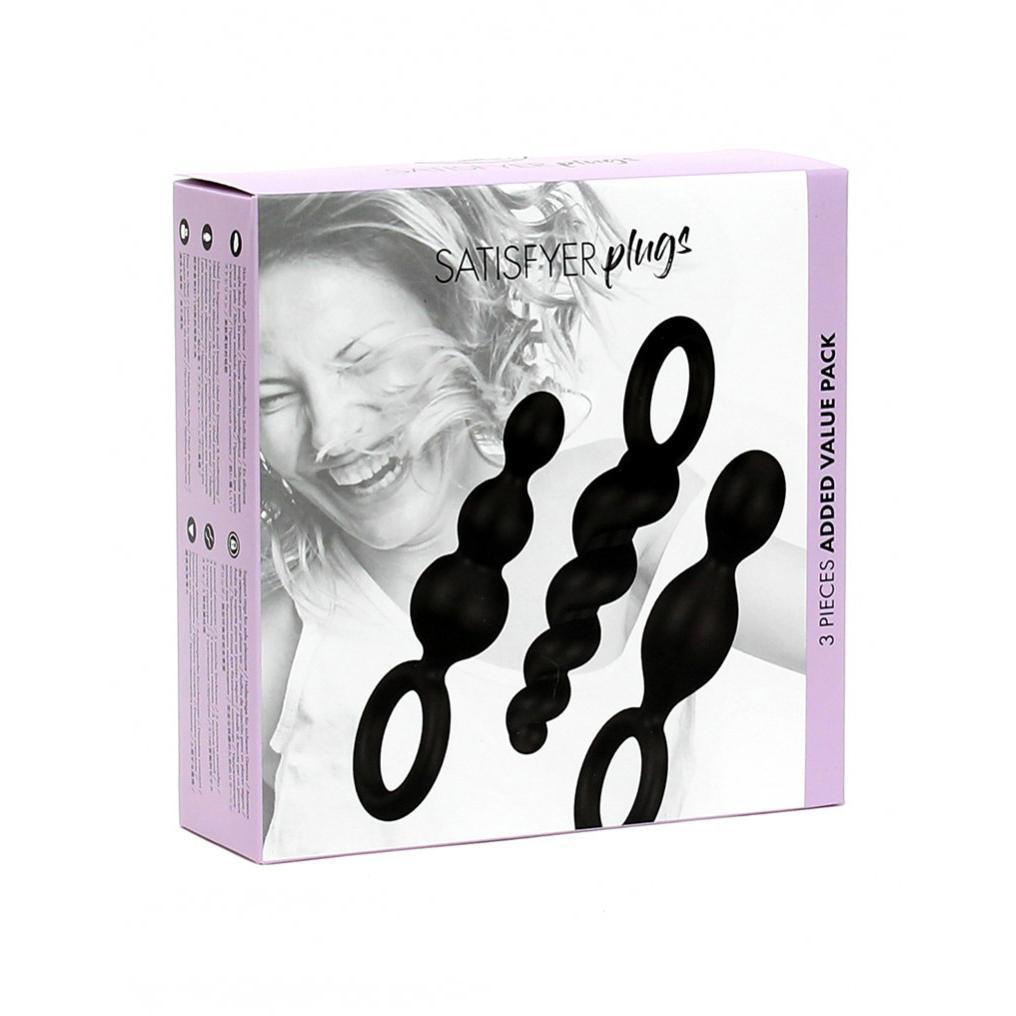 Satisfyer - Booty Call 3 Pieces Anal Plugs (Black) -  Anal Beads (Non Vibration)  Durio.sg