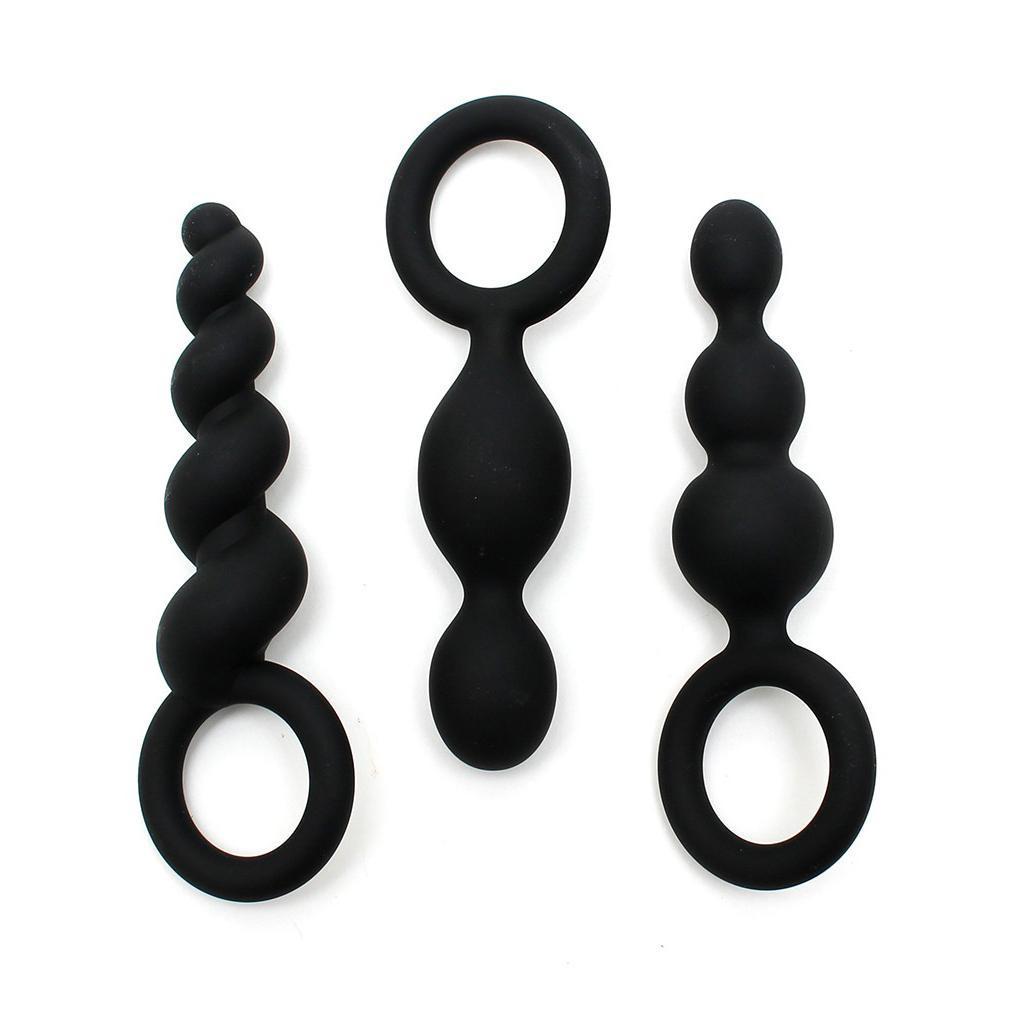 Satisfyer - Booty Call 3 Pieces Anal Plugs (Black) -  Anal Beads (Non Vibration)  Durio.sg