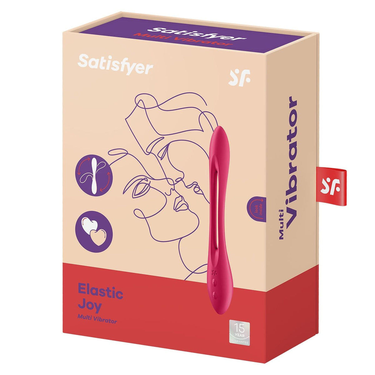 Satisfyer - Elastic Joy Flexible Multi Vibrator (Red) -  G Spot Dildo (Vibration) Rechargeable  Durio.sg