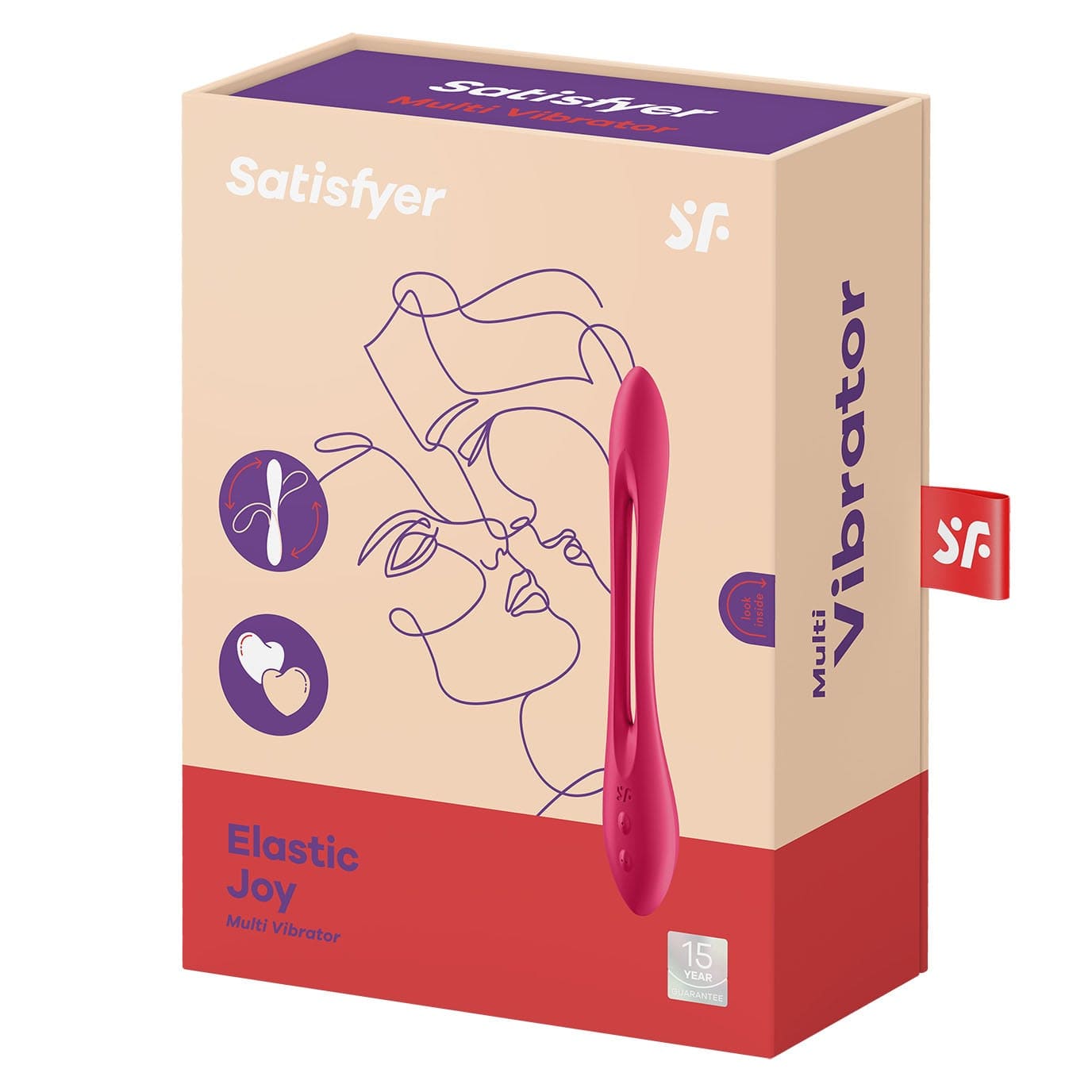 Satisfyer - Elastic Joy Flexible Multi Vibrator (Red) -  G Spot Dildo (Vibration) Rechargeable  Durio.sg