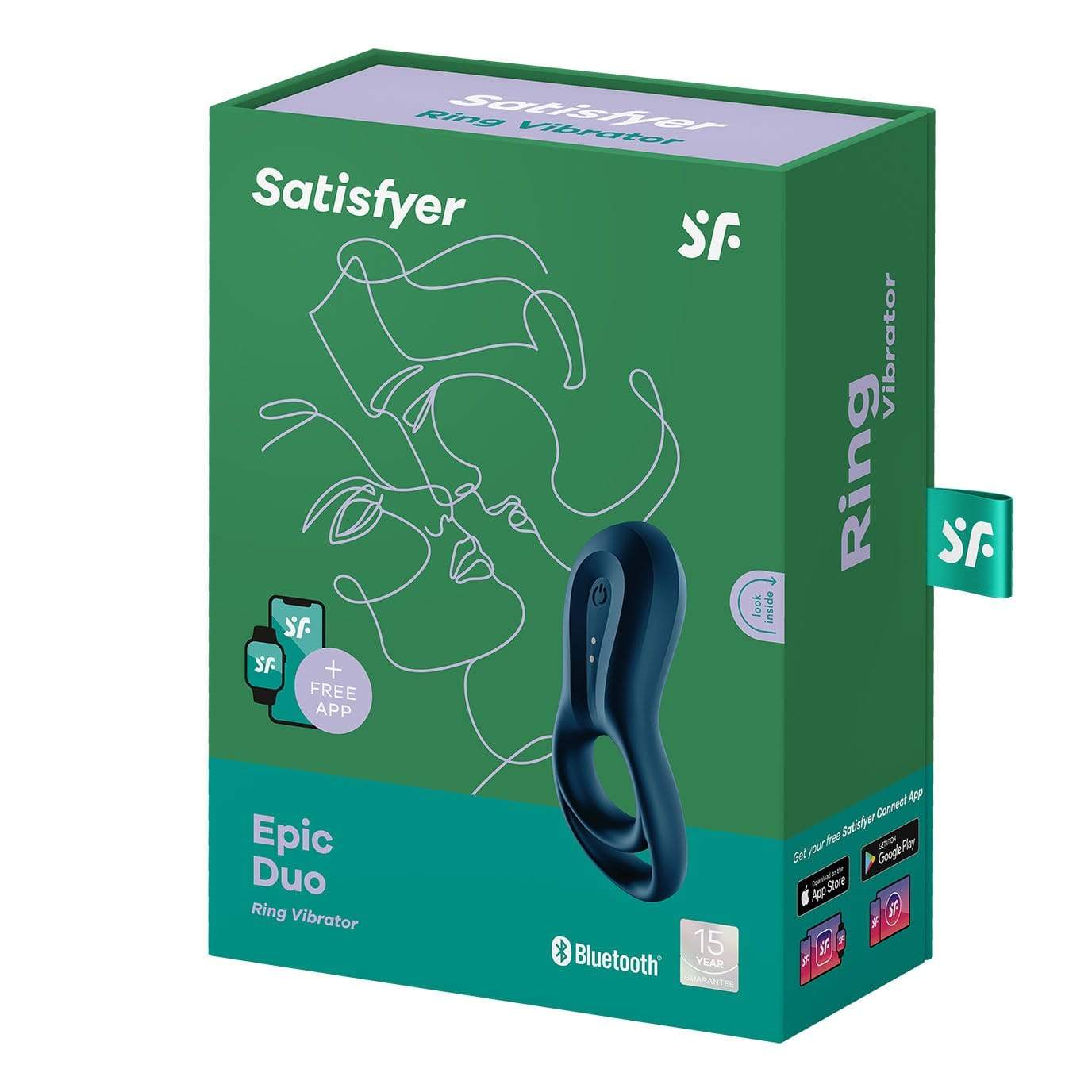 Satisfyer - Epic Duo Bluetooth App-Controlled Silicone Vibrating Cock Ring (Navy) -  Silicone Cock Ring (Vibration) Rechargeable  Durio.sg