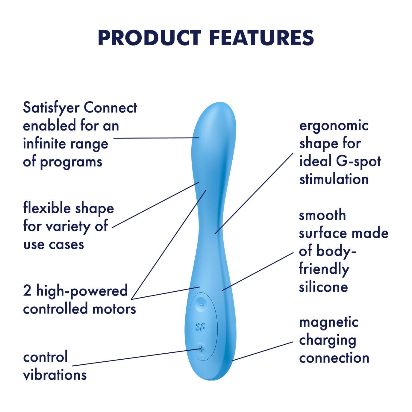 Satisfyer - Flex 4+ App-Controlled G Spot Vibrator (Blue) -  G Spot Dildo (Vibration) Rechargeable  Durio.sg