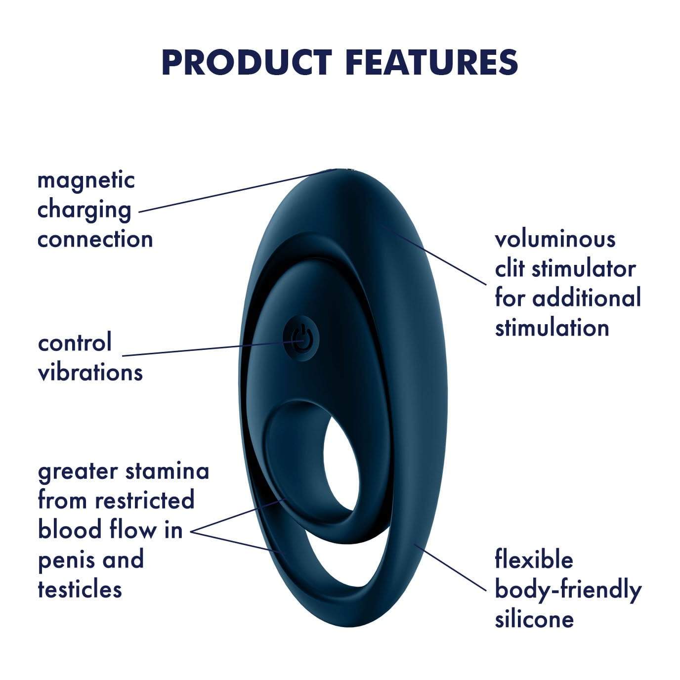 Satisfyer - Glorious Duo Silicone Vibrating Cock Ring (Black) -  Silicone Cock Ring (Vibration) Rechargeable  Durio.sg