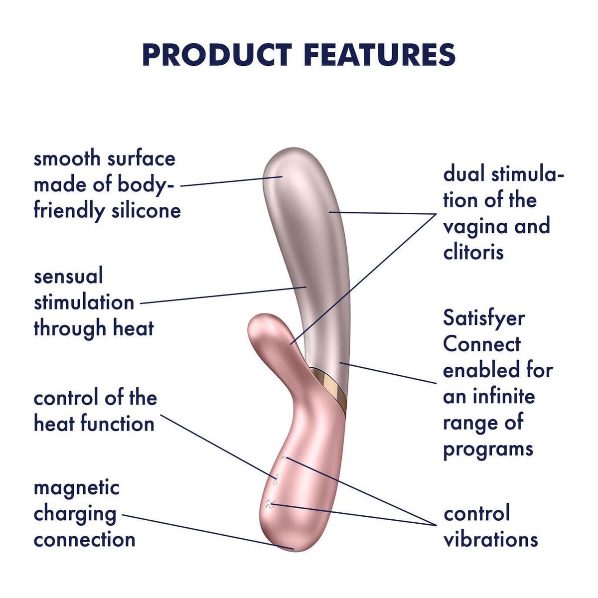 Satisfyer - Hot Lover Warming Rabbit Vibrator with Bluetooth and App (Pink/Dark Pink) -  Rabbit Dildo (Vibration) Rechargeable  Durio.sg