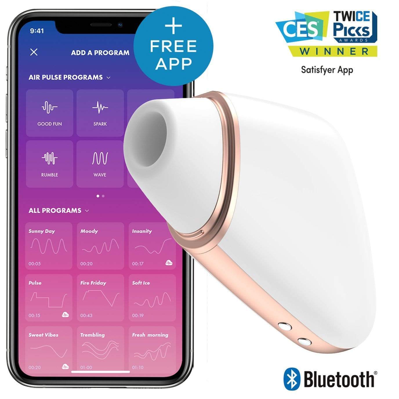 Satisfyer - Love Triangle App-Controlled Air Pulse Stimulator Vibrator (White) -  Clit Massager (Vibration) Rechargeable  Durio.sg