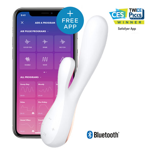 Satisfyer - Mono Flex App-Controlled Rabbit Vibrator (White) -  Rabbit Dildo (Vibration) Rechargeable  Durio.sg
