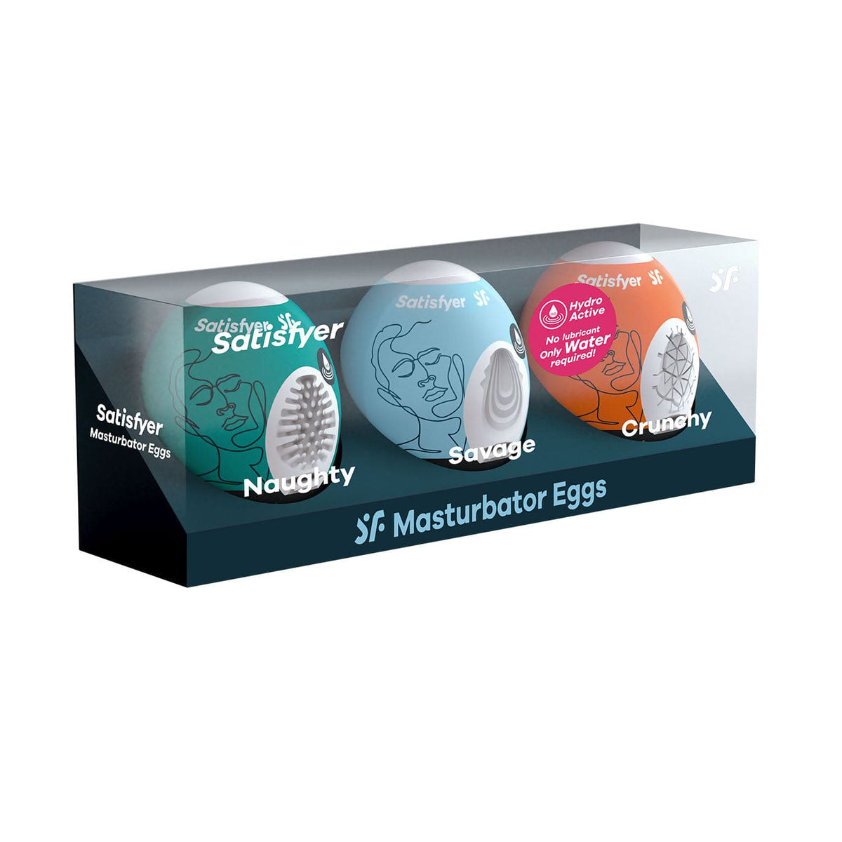 Satisfyer - Naughty Savage Crunchy Masturbator Eggs Set (Multi Colour) -  Masturbator Egg (Non Vibration)  Durio.sg