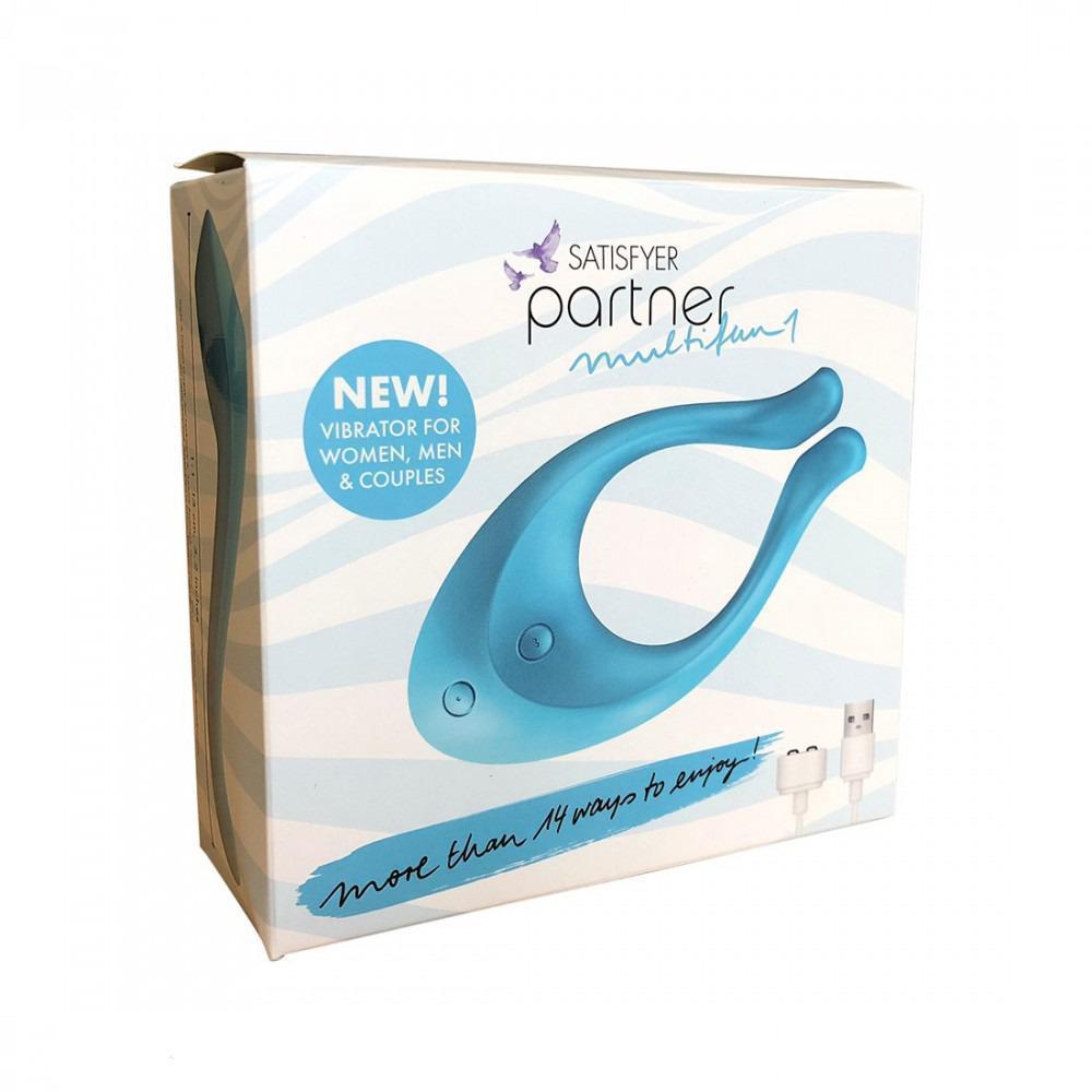 Satisfyer - Partner Multifun 1 Couples' Vibrator (Blue) -  Couple's Massager (Vibration) Rechargeable  Durio.sg