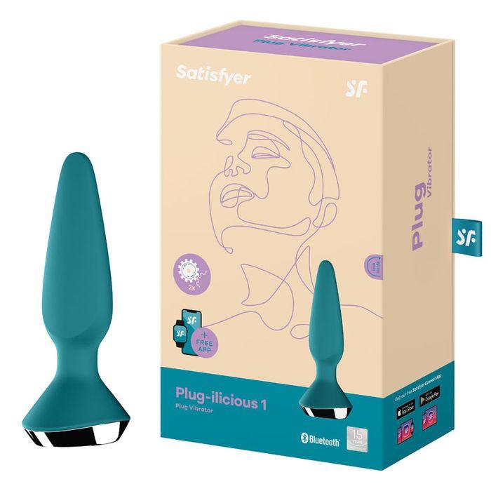 Satisfyer - Plugilicious 1 App-Controlled Anal Plug (Petrol) -  Anal Plug (Vibration) Rechargeable  Durio.sg