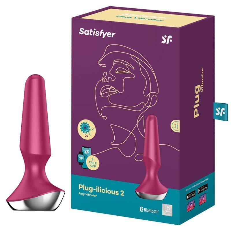 Satisfyer - Plugilicious 2 App-Controlled Anal Plug (Berry) -  Anal Plug (Vibration) Rechargeable  Durio.sg