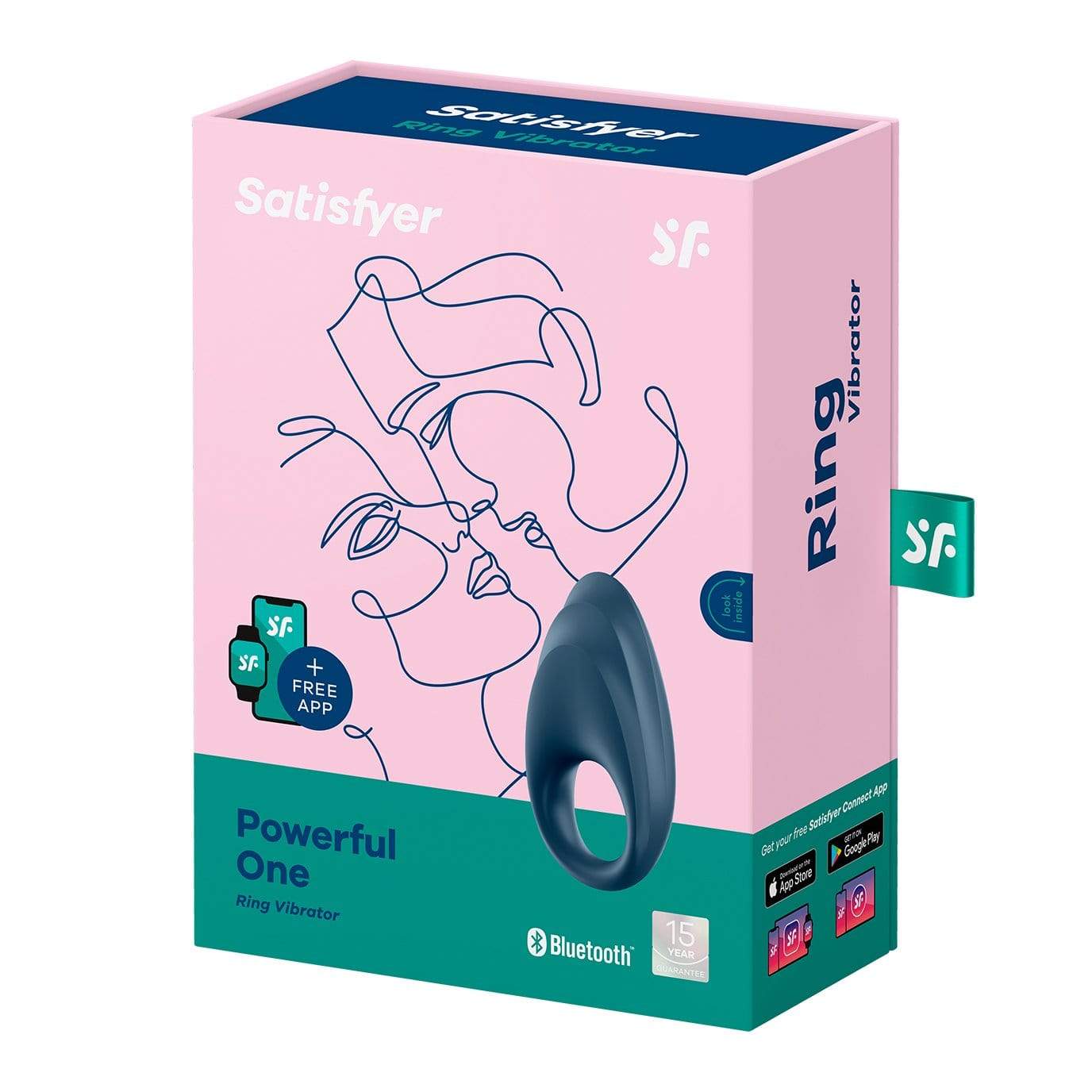 Satisfyer - Powerful One App-Controlled Silicone Cock Ring (Blue Black) -  Silicone Cock Ring (Vibration) Rechargeable  Durio.sg