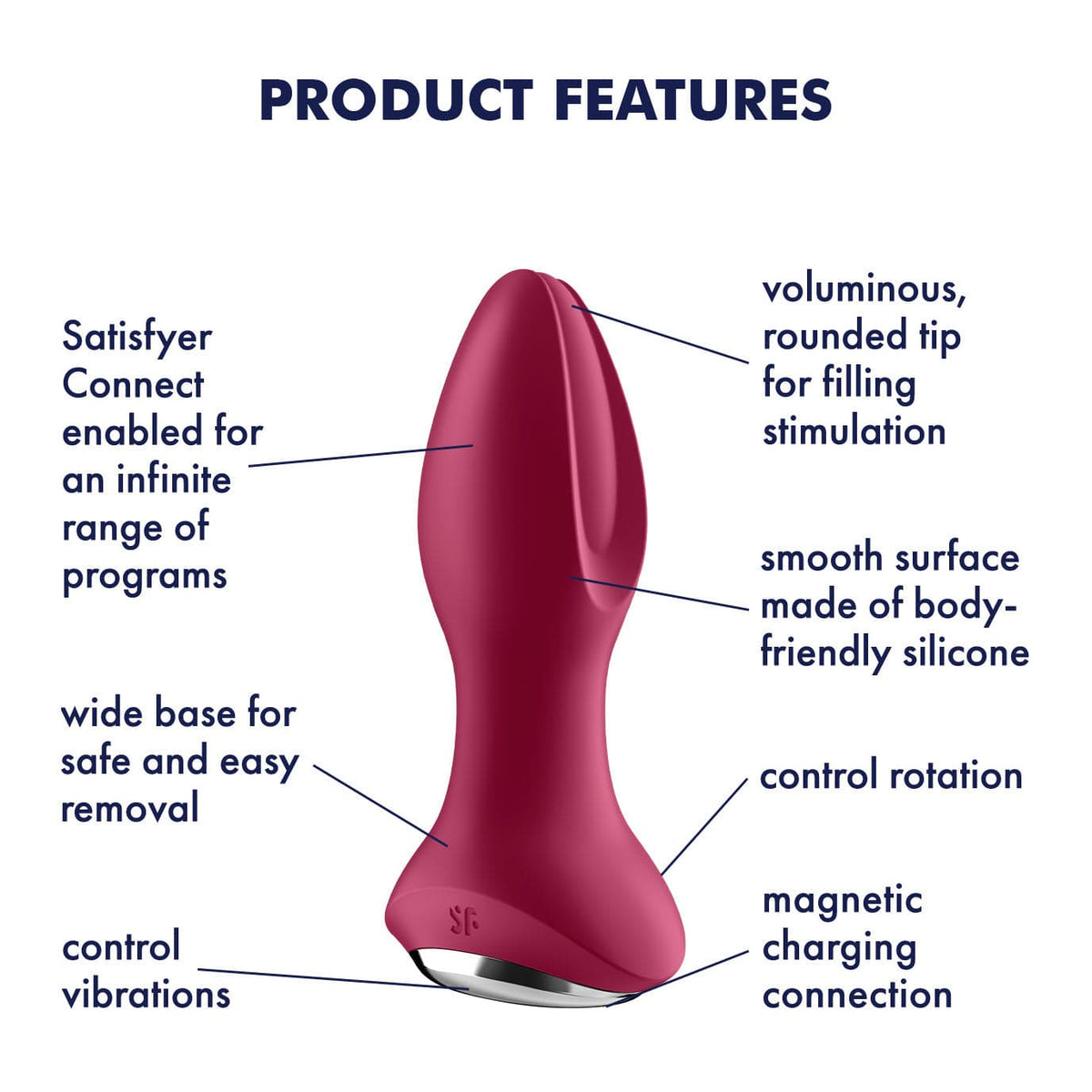 Satisfyer - Rotator Plug 2+ App-Controlled Anal Plug Vibrator (Red) -  Prostate Massager (Vibration) Rechargeable  Durio.sg