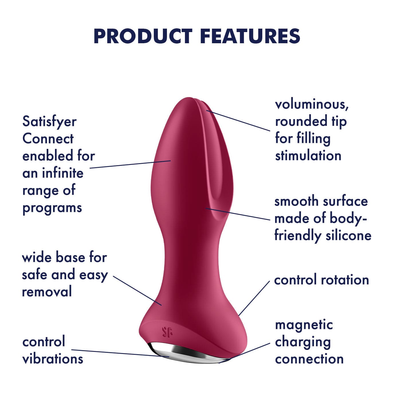 Satisfyer - Rotator Plug 2+ App-Controlled Anal Plug Vibrator (Red) -  Prostate Massager (Vibration) Rechargeable  Durio.sg