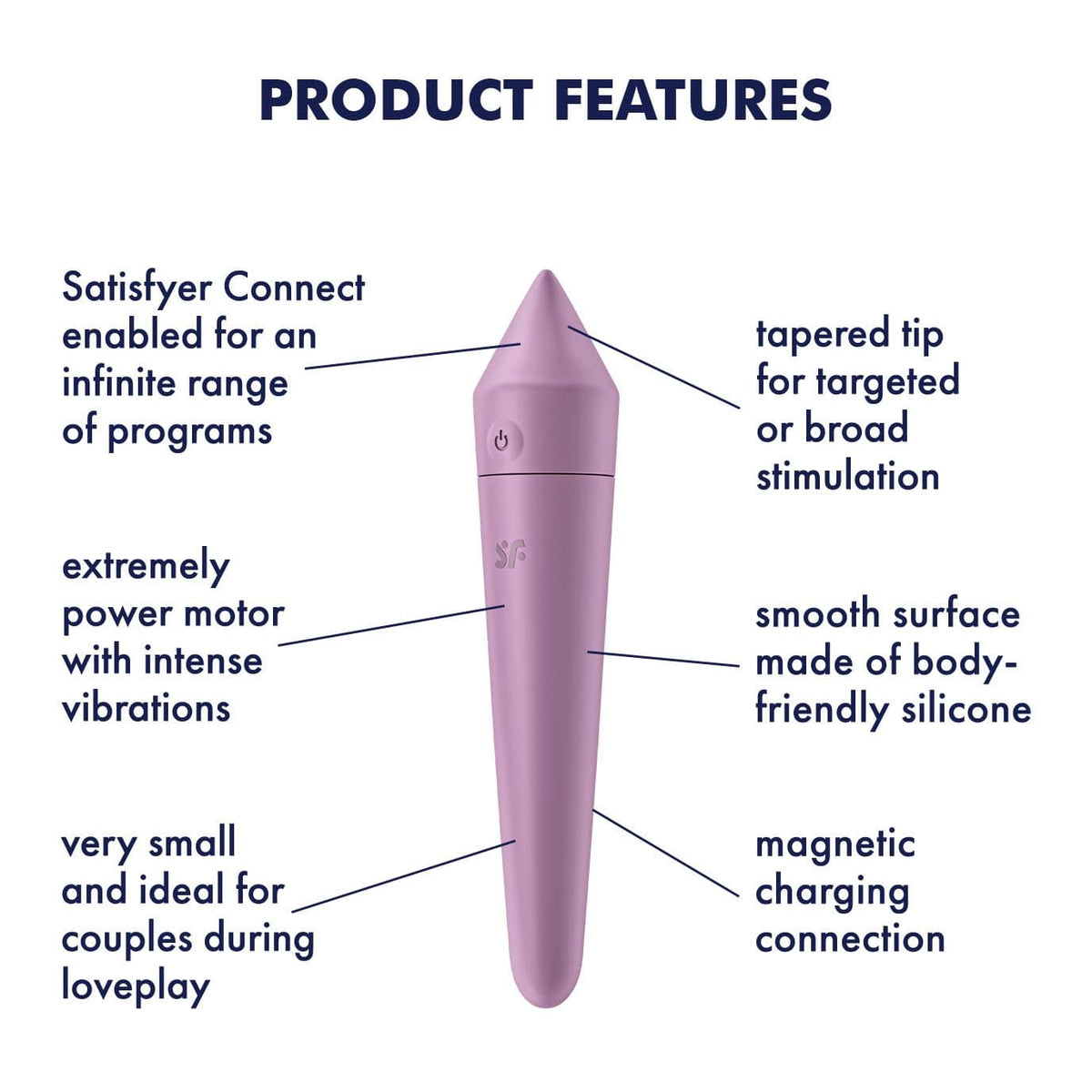 Satisfyer - Ultra Power Bullet 8 Vibrator with Bluetooth and App (Lilac) -  Bullet (Vibration) Rechargeable  Durio.sg