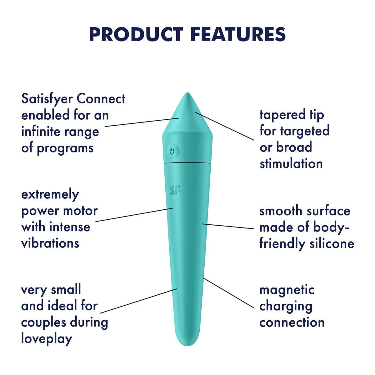 Satisfyer - Ultra Power Bullet 8 Vibrator with Bluetooth and App (Turquoise) -  Bullet (Vibration) Rechargeable  Durio.sg