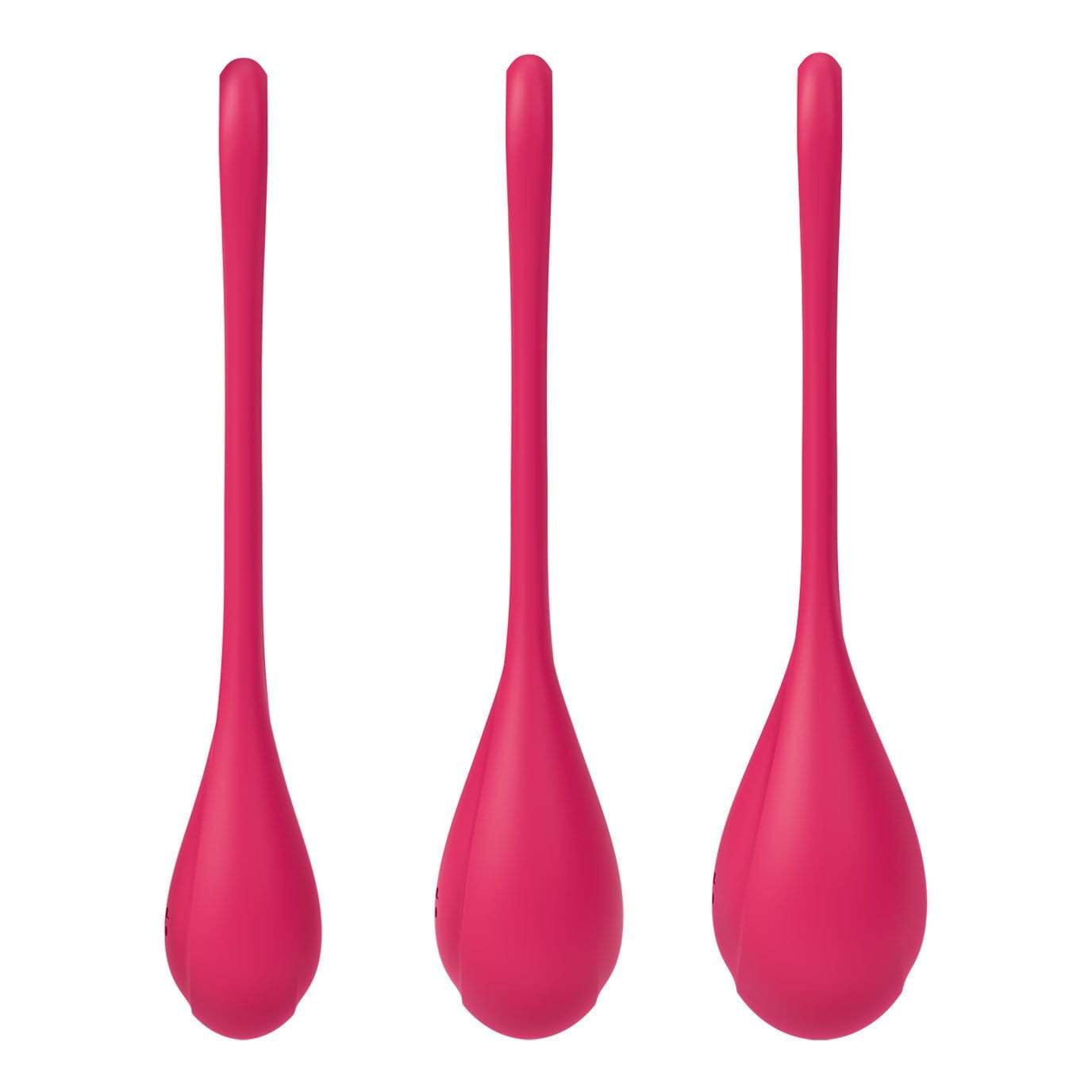 Satisfyer - Yoni Power 1 Silicone Kegel Balls Training Set (Red) -  Kegel Balls (Non Vibration)  Durio.sg